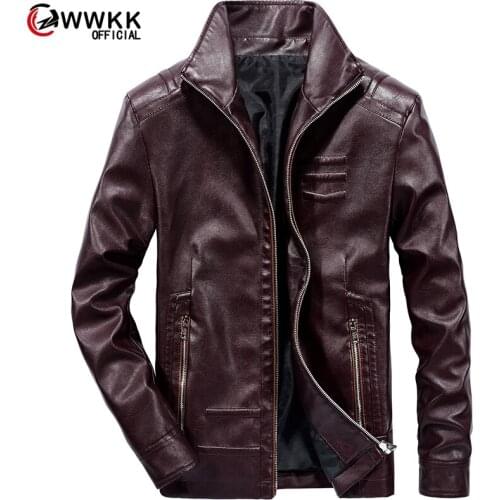 WWKK Mens Leather Jackets 2020 New spring warm Leather Coats Casual Motorcycle Jacket Male Biker Jackets M-3XL