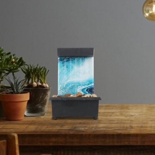 Small Plastic Waterfall With Led Light Tabletop Water Fountain Office Home Room Indoor Ornament Outdoor Garden Decoration