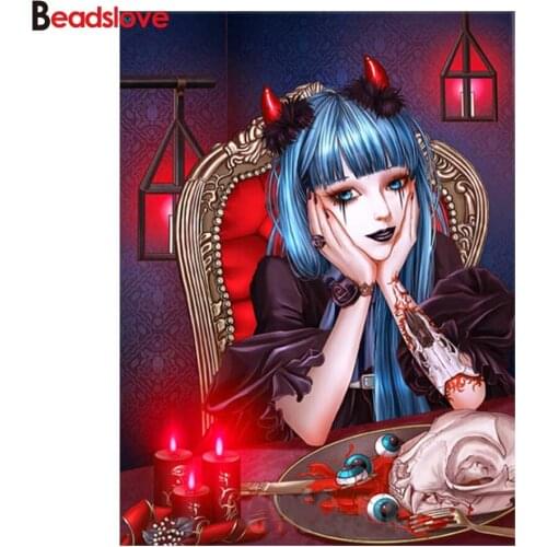 Cartoon girl skull Diamond Painting wallpaper Cross-stitch diamond embroidery full square round drill diamond mosaic decor home