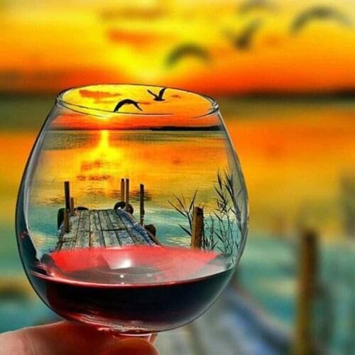 Popular Special Glass Sunset Pattern 5d Diamond Painting Kit Full Drill Embroidery Cross Stitch Art Picture Mosaic Kits