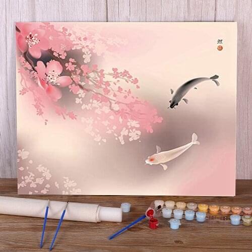 Animal Carp DIY Painting By Numbers Package Oil Paints 50*70 Picture By Numbers Photo Wall Paintings Children Drawing