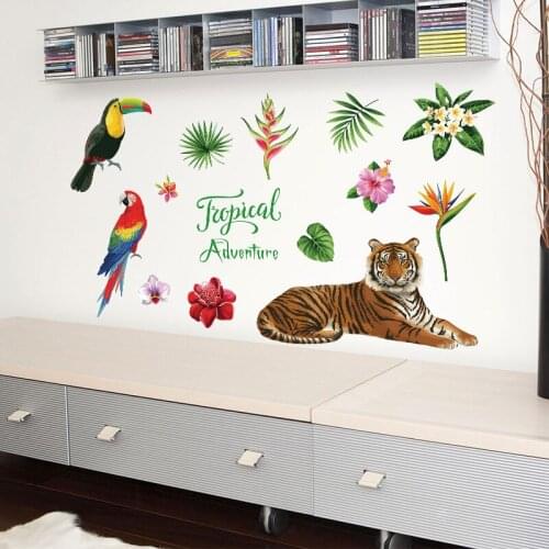 Forest animal tiger wall sticker Vinyl DIY king of beasts wall decals for Living room childrens room bedroom decor sticker