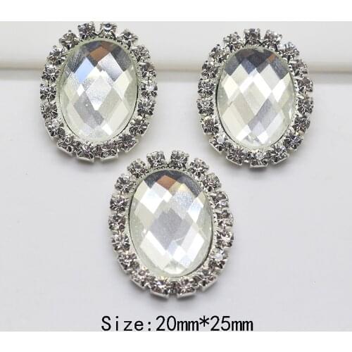 New! 10pc 20*25MM Oval Clear crystal Rhinestone Buttons Diamond Craft Wedding Garment Hair Accessories free shipping Factory