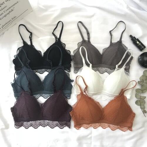 New High end Lace Bras for Women Soft Comfortable Wireless Push up Underwear Sexy Bra Girl Lingerie ABC Cup Bralett Top