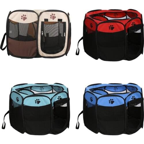 Portable Collapsible Pet Dog Cage Park Tent Room Puppy Exercise Cage Outdoor Waterproof Two Door Mesh Cover Easy dog house