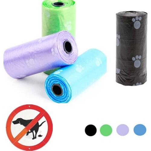 Portable 1 Rolls 15 pcs Puppy Dog Waste Poop Bag Outdoor Biodegradable Dog Poop Bag For Pet Waste Litter Scooper Cleaning Tool