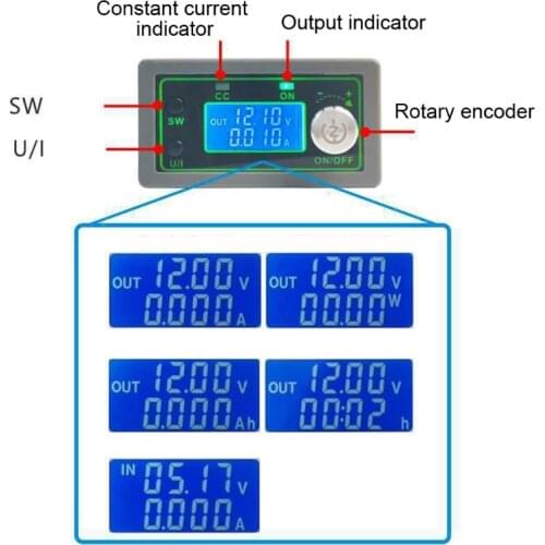 50V 12A 600W Programmable Step-down Power Supply Module LCD Digital Display