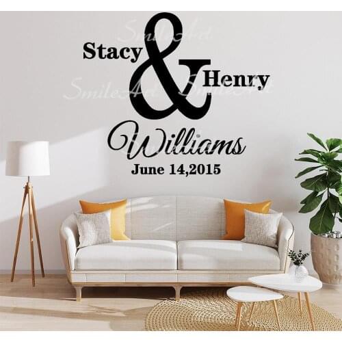 Drop Shipping Custom Name Couples Vinyl Wall Sticker Home Decor Stikers For Kids Rooms Decoration Wall Art Decal