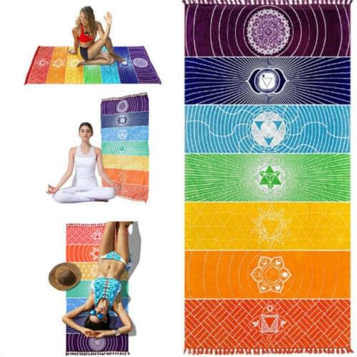 Rainbow Beach Rug 2019 Mandala Wall Hanging Tapestry Striped Yoga Picnic High Quality Patchwork Tassel Rug