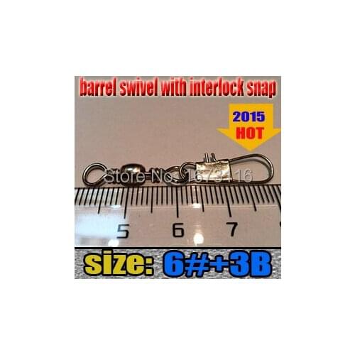 Fishing Barrel Swivel with interlock snap size:6+3B quantily 30pcs