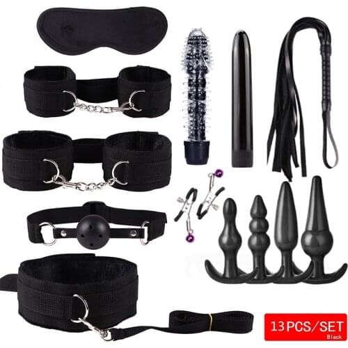 Sex Handcuffs Whip Anal Beads Butt Plug Anal Plug Vibrator Sex Toys for Woman BDSM Bondage Restraint Set Adults Games