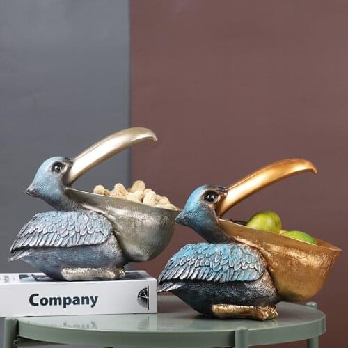 Nordic Creative Pelican Bird Figurine Jewelry Key Storage Creative Resin Toucan Statue Home Living Room Office Table Decoration