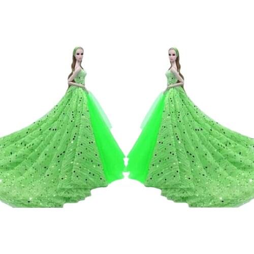 11.5" Doll Dresses Off Shoulder Sequin Wedding Gown For Barbie Princess Dress 1/6 BJD Clothes Gown Outfits Playhouse Accessories