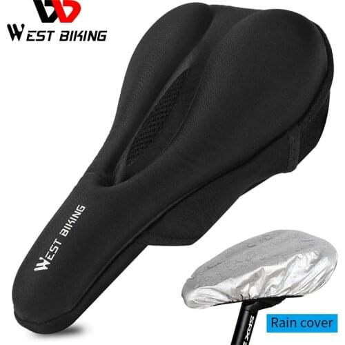 WEST BIKING Silicone Gel Bike Saddle Cover Comfort Soft MTB Road Bike Seat Anti-slip Shockproof Cycling Cushion With Rain Cover