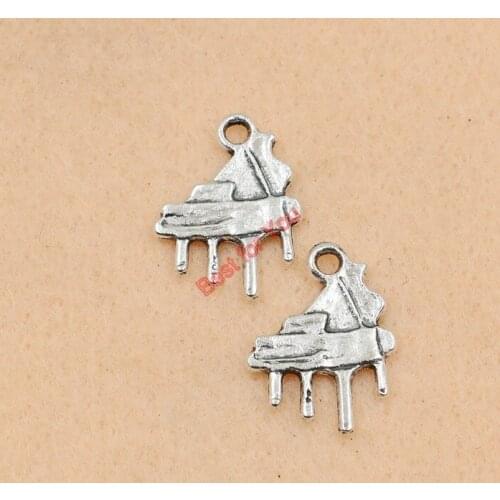 10PCS Music Piano Charm Pendant Tibetan Silver Plated Jewelry DIY Making Accessories Handmade 19x15mm