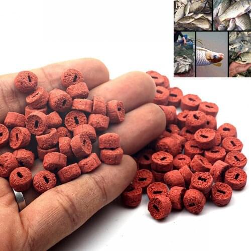 100pcs Dissolvable Fishing Lure Red Carp Soluble Fishing Hollow Bait Grass Carp Baits Fishing Baits Lure Insect Particle