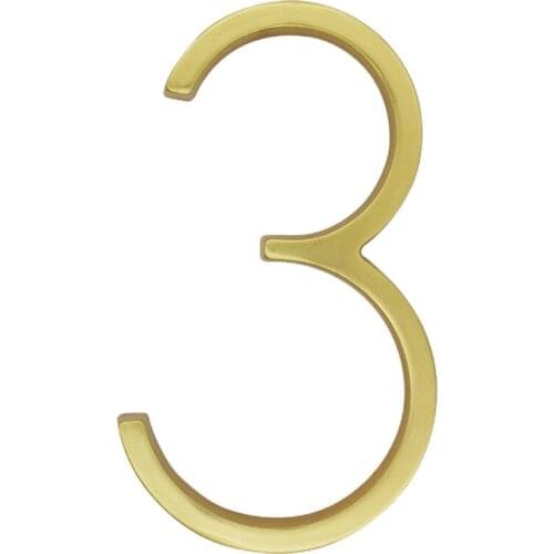 127mm Golden Floating Modern House Number Satin Brass Door Home Address Numbers for House Digital Outdoor Sign Plates 5 In. #B