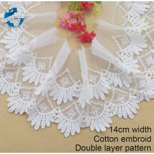 14cm width Cotton embroid lace sewing ribbon guipure trims or fabric warp knitting DIY Garment Accessories wedding lace#3877