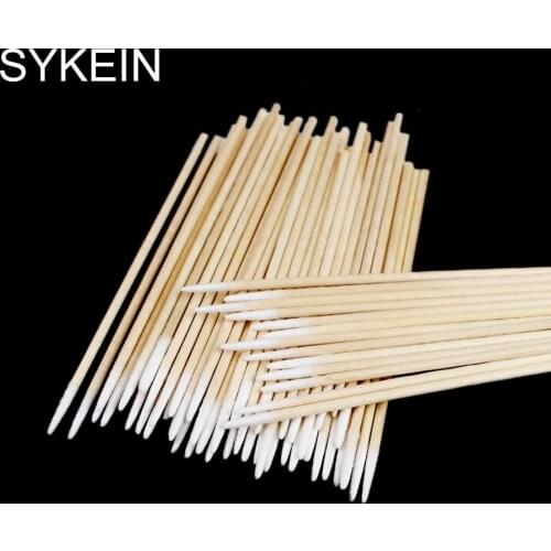 300pcs Disposable Wooden Pointed Cotton Stick Swabs Buds For Cleaning The Ears Eyebrow Lips Eyeline Tattoo Makeup Cosmetics