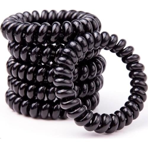 4PCS Women Girl Headband Telephone Cord Hair Ring black For Girl Rubber Band Hair Tie Elastic Hair Band