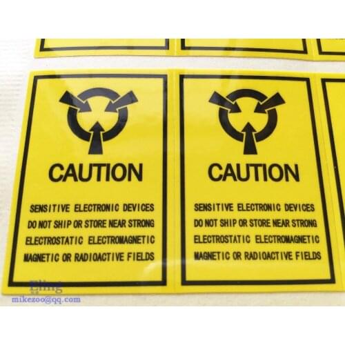 400pcs/lot 2.7x4cm CAUTION SENSITIVE ELECTRONIC DEVICES paper sticker with gloss lamination, Item No. CA32