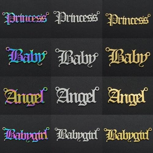5pcs/lot 100% Stainless Steel Baby Angel Babygirl Pendant Charms for Women Wholesale Princess Charms Fashion Necklaces Making