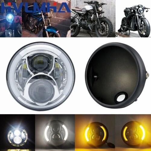 7.5 inch 60W LED Motorcycle Headlight Universal 7.5" Round Head Light for Cafe Racer Bobber Honda