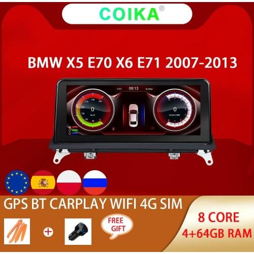 8 Core Android 10 System Car GPS Navi Radio For BMW X5 E70 E71 2007-2013 WIFI SIM 4+64GB Carplay Multimedia Stereo Split Screen