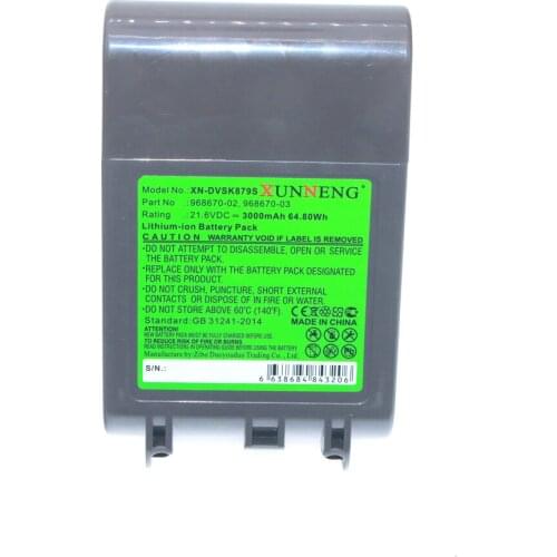 XunNeng 968670-02 968670-03 Battery for Dyson V7 SV11 V7 Motorhead Pro V7 Total Clean V7 Trigger V7 Motorhe 3000mAh