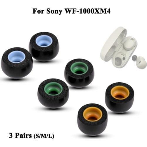 3Pairs Memory Foam Ear Tips for Sony WF-1000XM4 Eartips True Wireless Earphone Earbuds Anti-Slip Noise Reducing Sleeve Pads