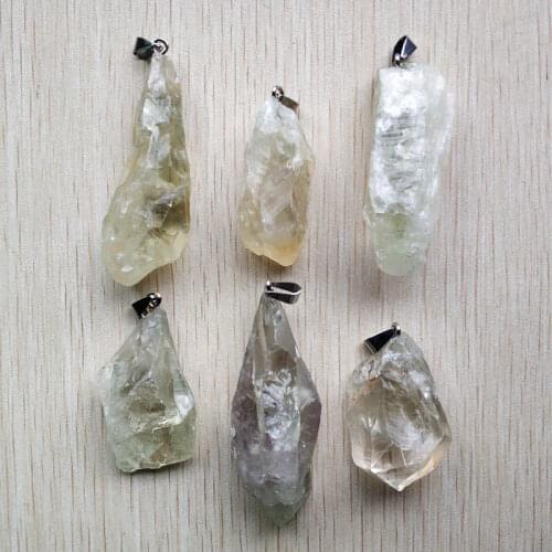 Wholesale 6pcs/lot fashion good quality natural green crystal Irregular pendants for jewelry Accessories making free shipping