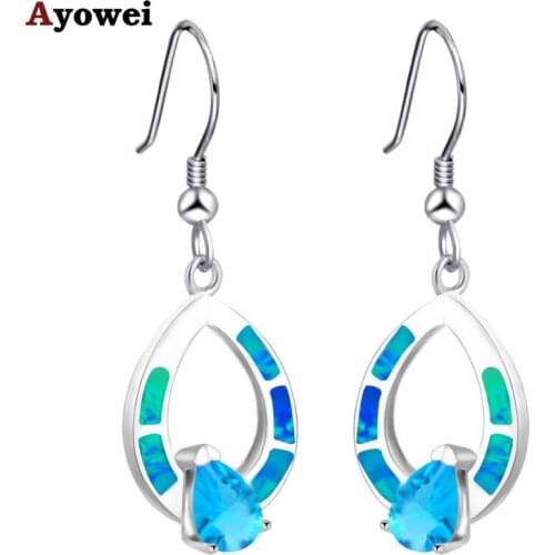 Ayowei Amazing Blue Fire Opal Silver Stamped Lowest Price High Quality for Women Anniversary Gift OES651A