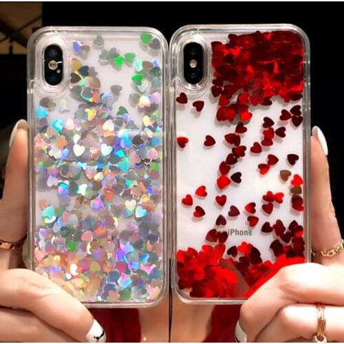Love heart Sequins quicksand Case for iphone 12 Pro 11 Pro MAX XS Max XR X 8 7 6 Plus Shining Dynamic liquid glitter Phone Cover