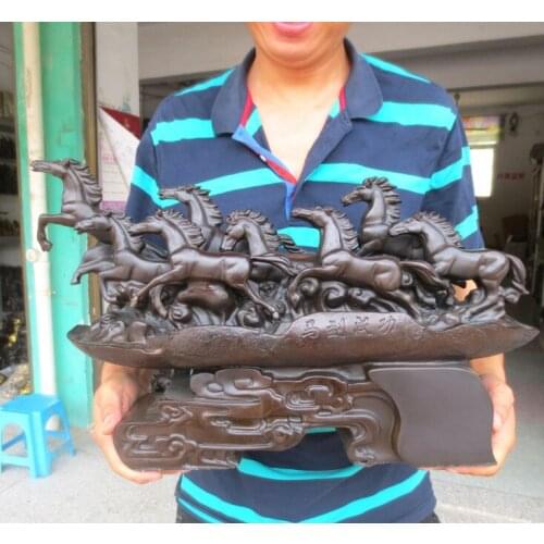 55CM Large--TOP COOL art collection-GOOD LUCK 2021 home office ROOM Decor -8 Fine horses ART bronze statue sculpture Decoration