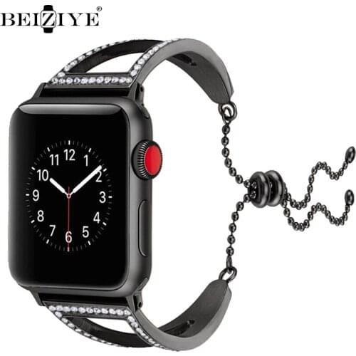 Luxury Women Diamond Strap For Apple Watch Band 38mm 42mm 40mm 44mm Series 6 SE 5 4 3 2 1 Fashion Metal Stainless Steel Bracelet