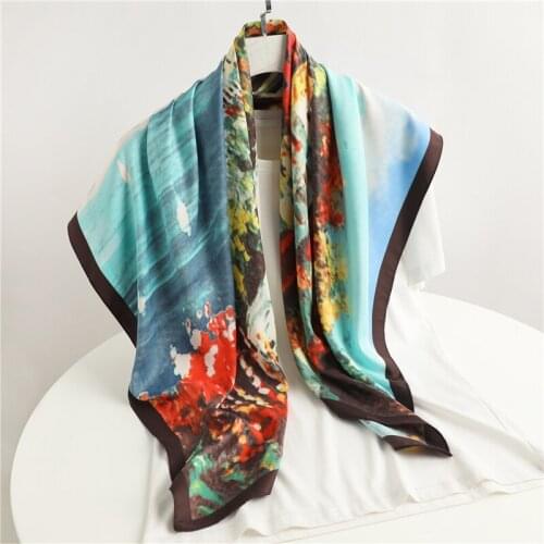 Brand 2021 Twill Headscarf Shawl Female Square Scarf Women Print Hijab Neckerchief Ladies Headband Foulard Hair Wrap Bandana