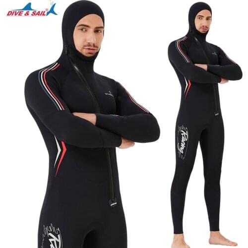 Men 5MM Scuba Spearfishing Thermal Winter Warm Hunting Wetsuit Hooded Under Water Swiming Surfing Kayaking Equipment Diving Suit