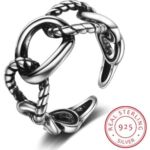 Ethnic 925 Sterling Silver Cross Chains Rings for Women Bridal Wedding Vintage Open Finger Rings Christmas Gifts