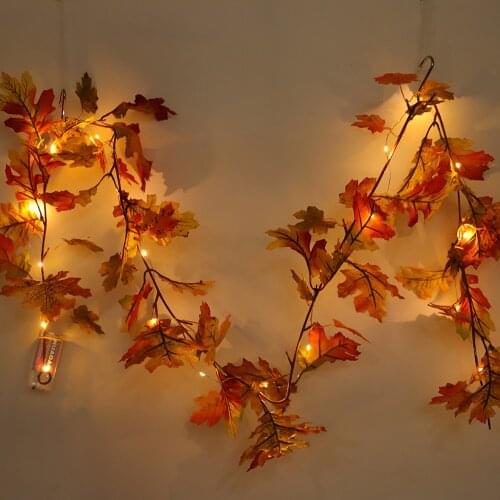 Thanksgiving Maple Leaf Rattan LED String Light 1.8m Autumn Fall Pumpkin Maple Leaf Garland Party Garden Decoration String Light