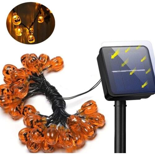 Halloween Pumpkin String Light 20 LED Solar Decorative Lights Party Garden Courtyard Lighting