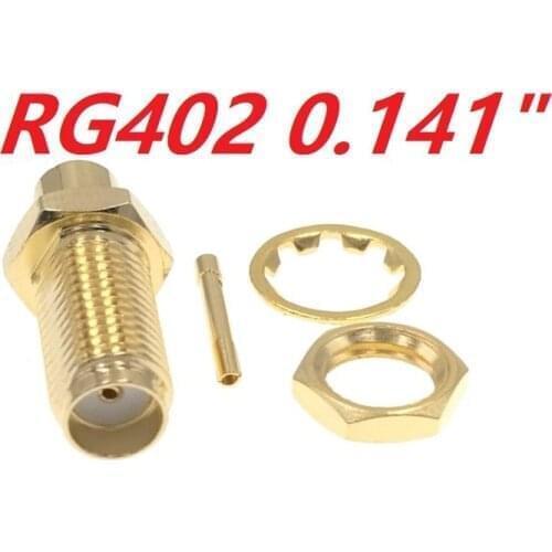 100pcs SMA Female Jack Solder RF Connector For Semi-Rigid RG402 0.141" Cable