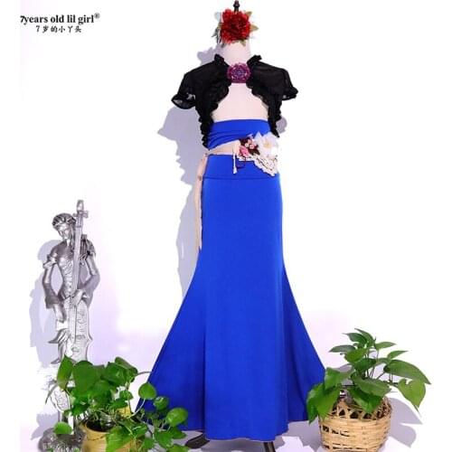 Spanish Flamenco Dance Practice Dress Skirt Multilayer Women Wear Fishtail ESS24