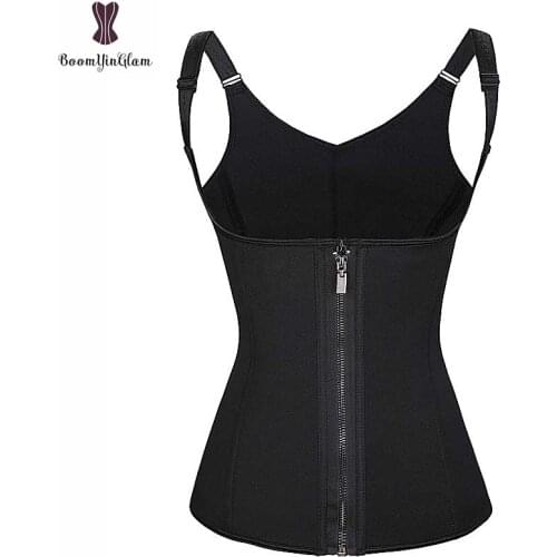 Zipper Corset Waist Trainer Sauna Sweat Gym Sports Waist Protection Neoprene Korset Spiral Steel Boned Plus Size 6XL Gorset Hot