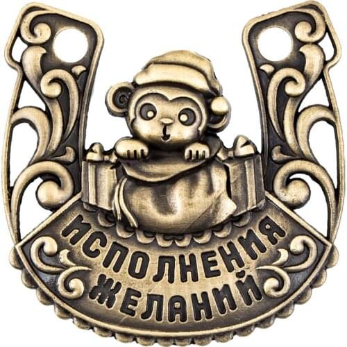 Casting art and crafts antique bronze monkey horseshoes metal crafts wall for home decoration new year statues wishes