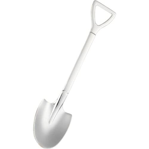 Creative Stainless steel Ice Cream Coffee Spoon Shovel Shape Shell Tea Spoons 2 Colors Afternoon Tea Dessert Long Handle Spoon