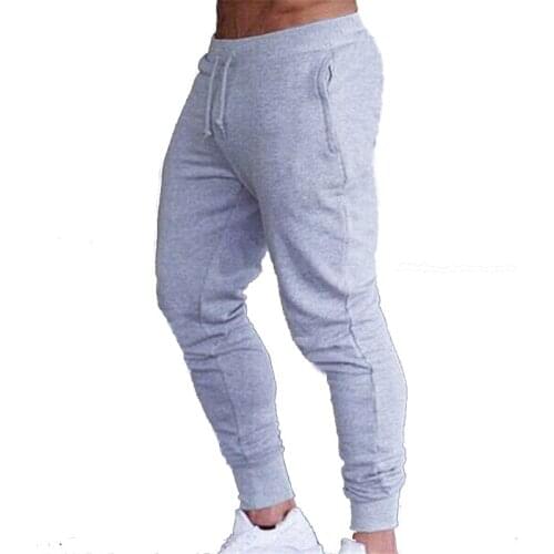 Fitness Muscle Gray Jogging Pants Solid Running Pants Men Sport Pencil Pants Men Cotton Soft Bodybuilding Joggers Gym Trousers
