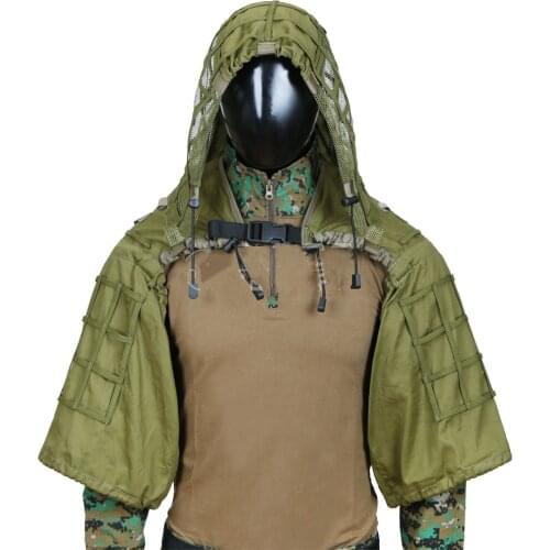 Men Tactical Combat CS Sniper Shooting Camouflage Ghillie Suit Foundation Net Clothes Male Outdoor Hunting Jacket Set With Yarn