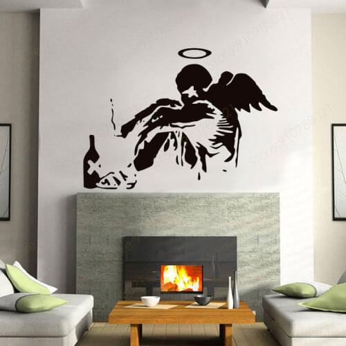 Banksy Fallen Angel Wall Sticker Vinyl Home Decor Living Room Bedroom House Decoration Graffiti Street Decal Transfer Mural S369