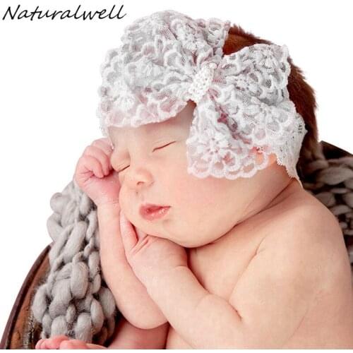 Naturalwell New Lace Christening Headband White Lace Flower Headbands Wedding Hairband for Flower Girl Easter Hairbands HB204D