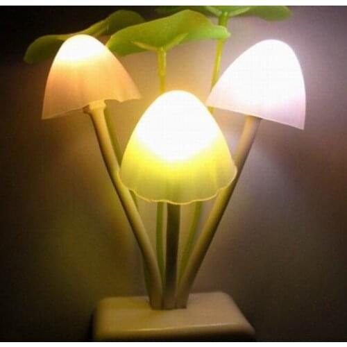 New Party Creativity Light EU / US Plug Light Sensor 3 LED Colorful Mushroom Lamp AC110V 220V Night Lights for Baby Bulbs AC